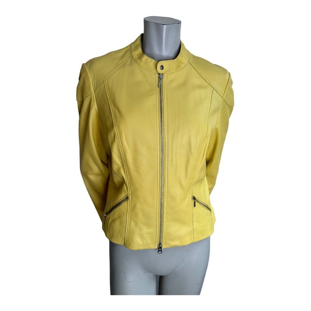 Danier Yellow Leather Jacket Size Medium